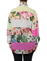 Dolce & Gabbana Multicolor Floral Patchwork Ascot Collar Top - IT38 | XS