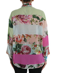 Dolce & Gabbana Multicolor Floral Patchwork Ascot Collar Top - IT40|S - Blouses