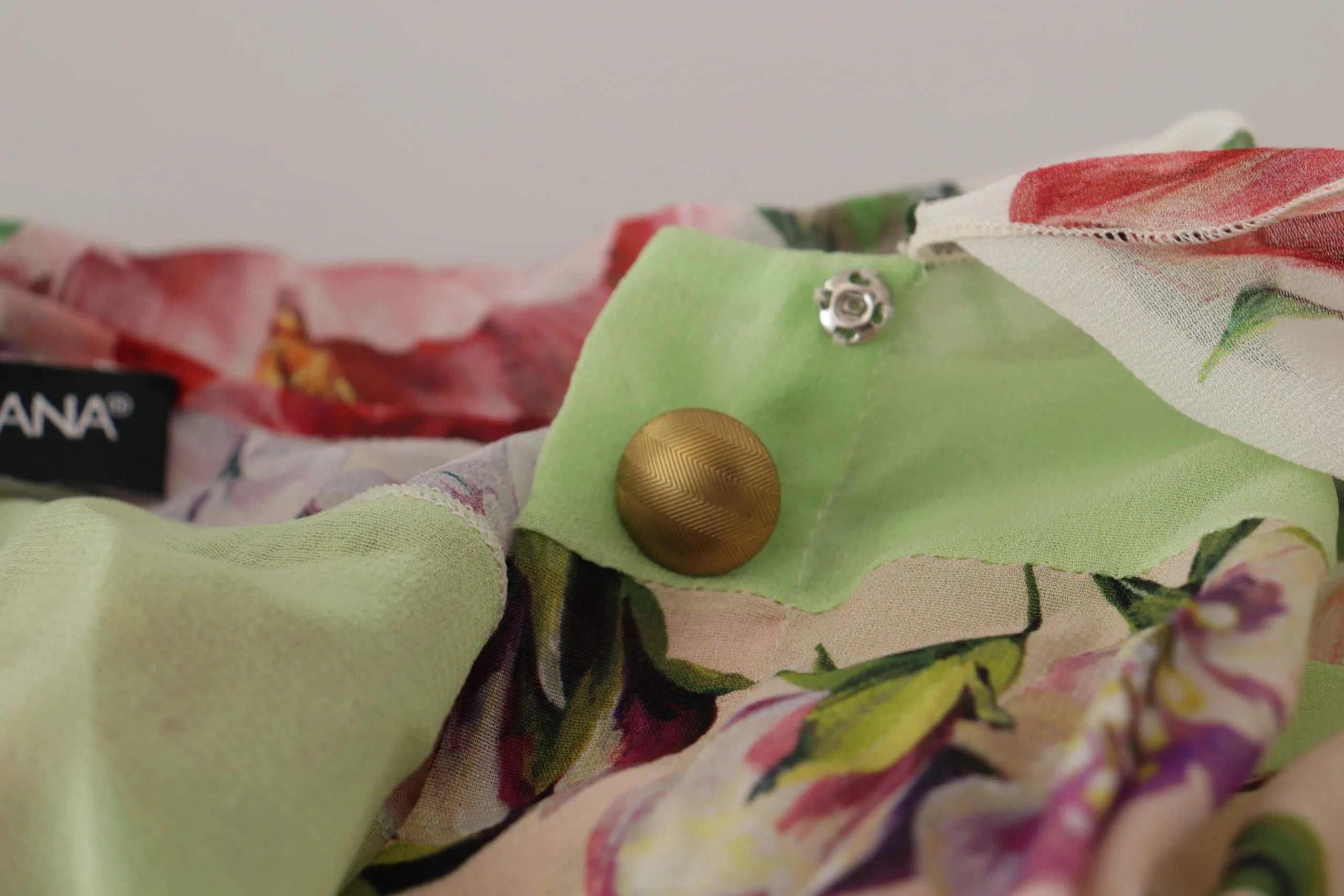 Dolce & Gabbana Multicolor Floral Patchwork Design Ascot Collar Top Blouse - IT42|M - Blouses