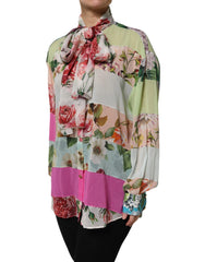 Dolce & Gabbana Multicolor Floral Patchwork Long Sleeves Top - IT42|M - Blouses