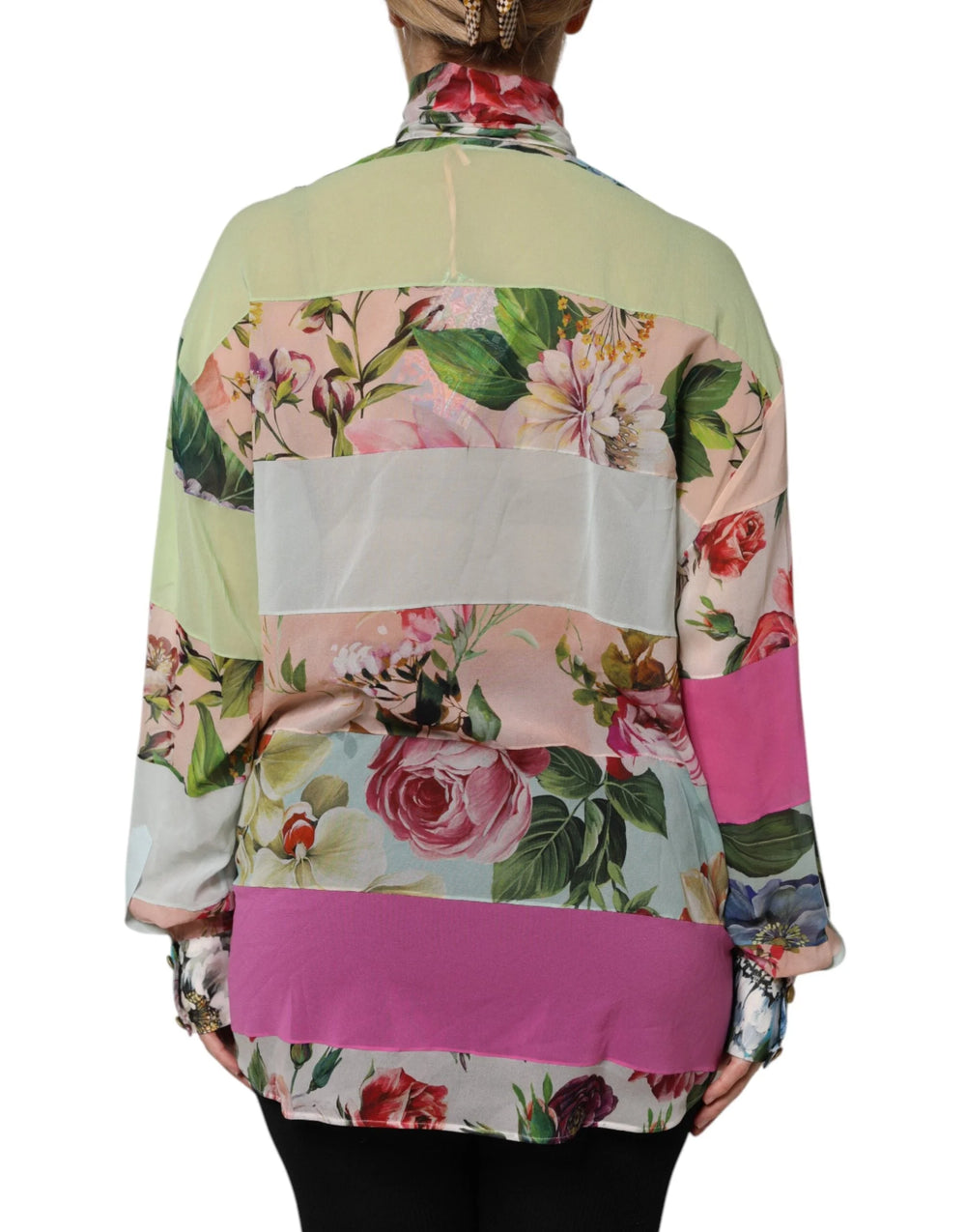 Dolce & Gabbana Multicolor Floral Patchwork Long Sleeves Top - IT42|M - Blouses