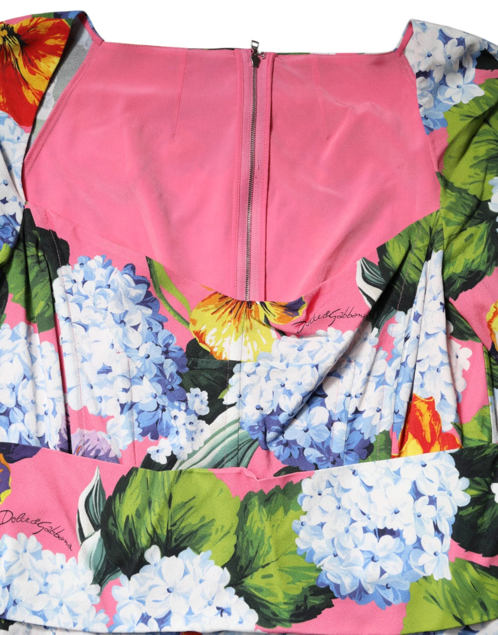 Dolce & Gabbana Multicolor Floral Pleated Sheath Midi Dress - IT48|XXL - Dresses