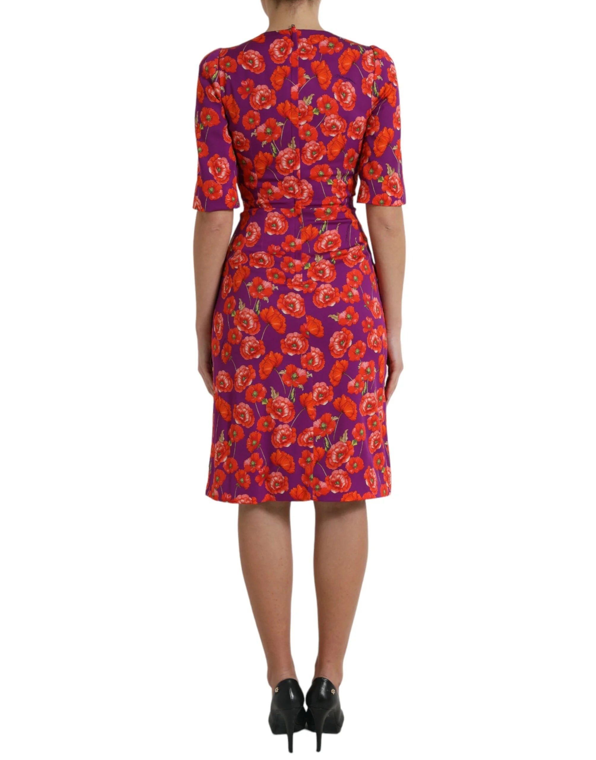 Dolce & Gabbana Multicolor Floral Poppy Print Sheath Dress - Dresses