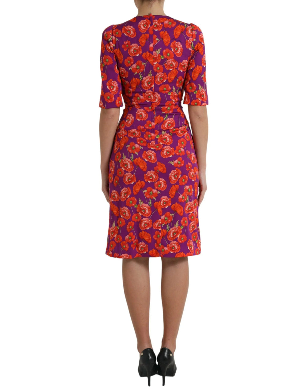 Dolce & Gabbana Multicolor Floral Poppy Print Sheath Dress - Dresses
