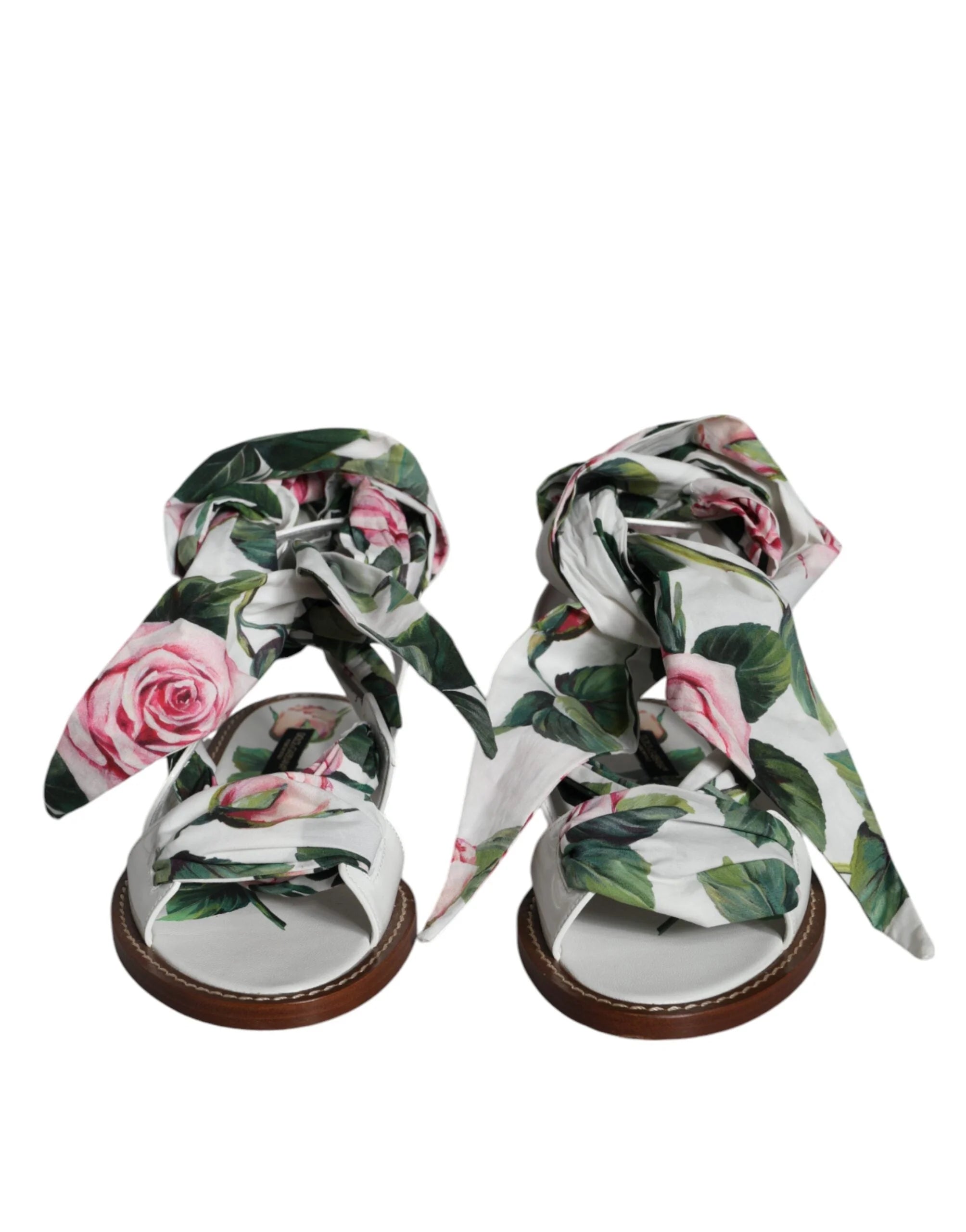 Dolce & Gabbana Multicolor Floral Print Ankle Wrap Sandals Shoes - EU36/US6 - Sandals