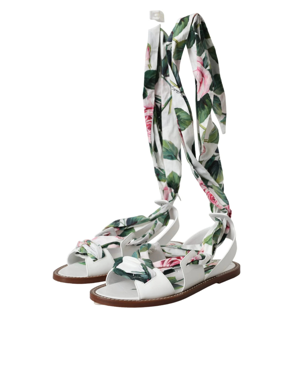 Dolce & Gabbana Multicolor Floral Print Ankle Wrap Sandals Shoes - EU37/US6.5 - Sandals