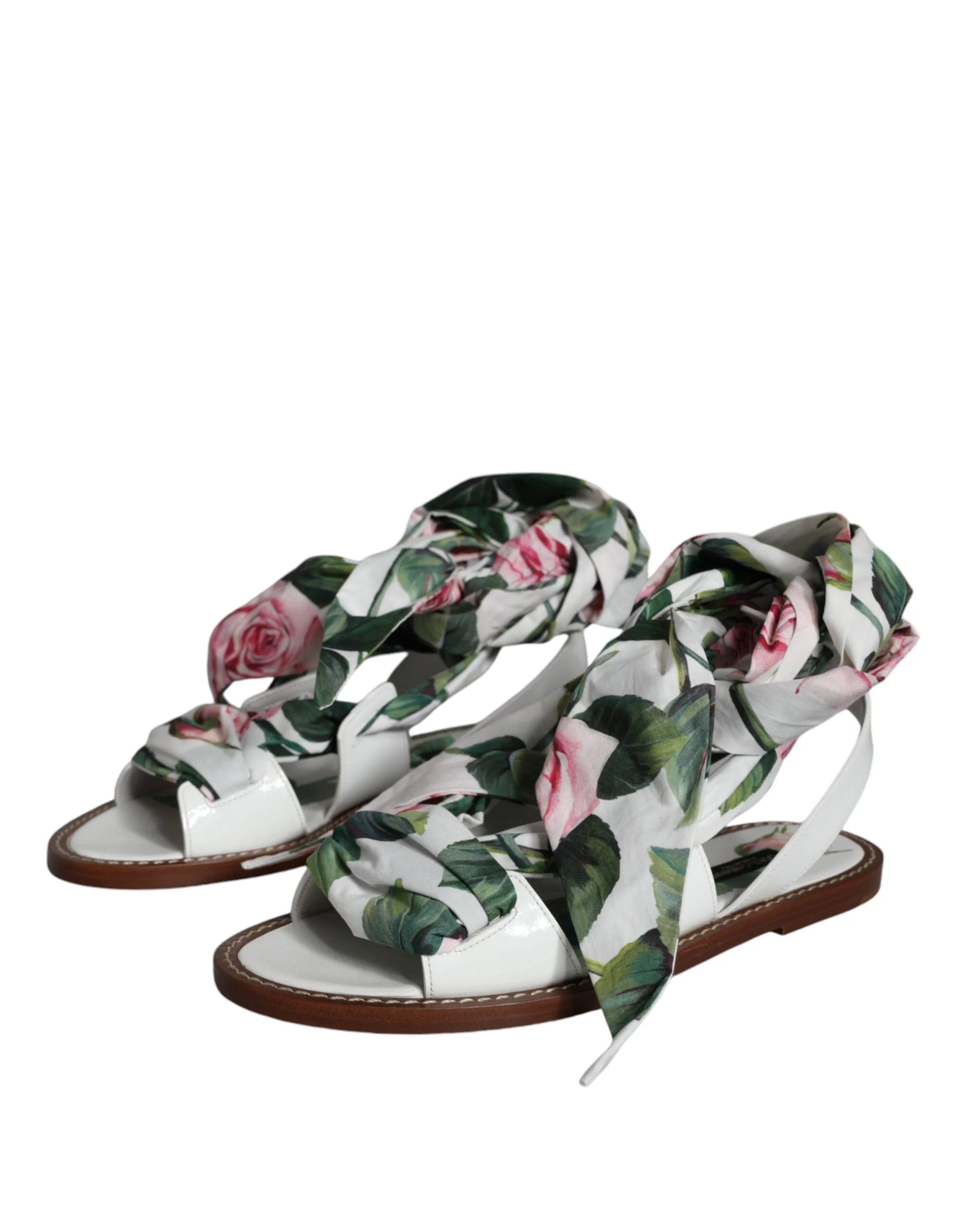 Dolce & Gabbana Multicolor Floral Print Ankle Wrap Sandals Shoes - EU36/US6 - Sandals