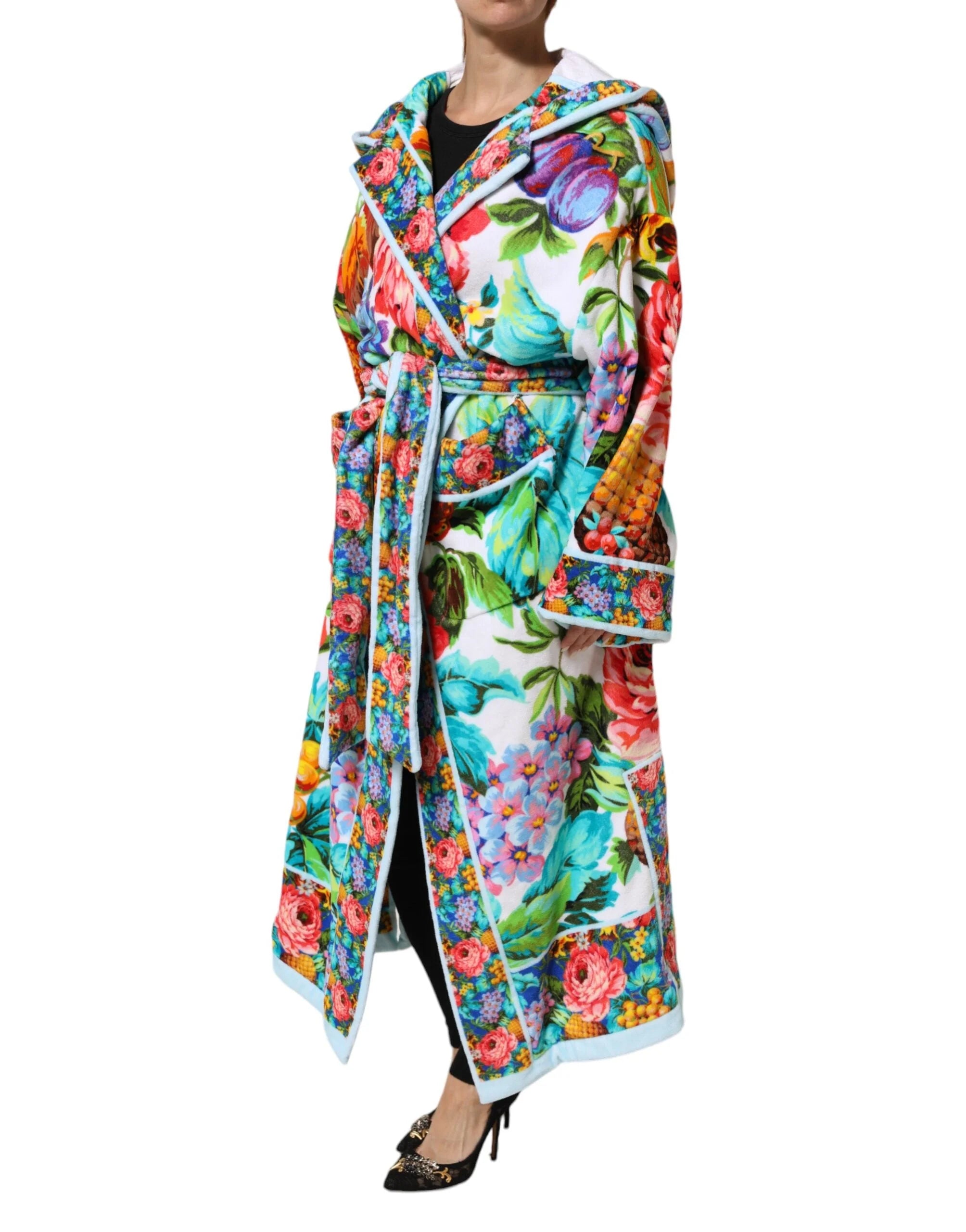 Dolce & Gabbana Multicolor Floral Print Belted Bathrobe Coat Jacket - IT42|M - Wrap Coats