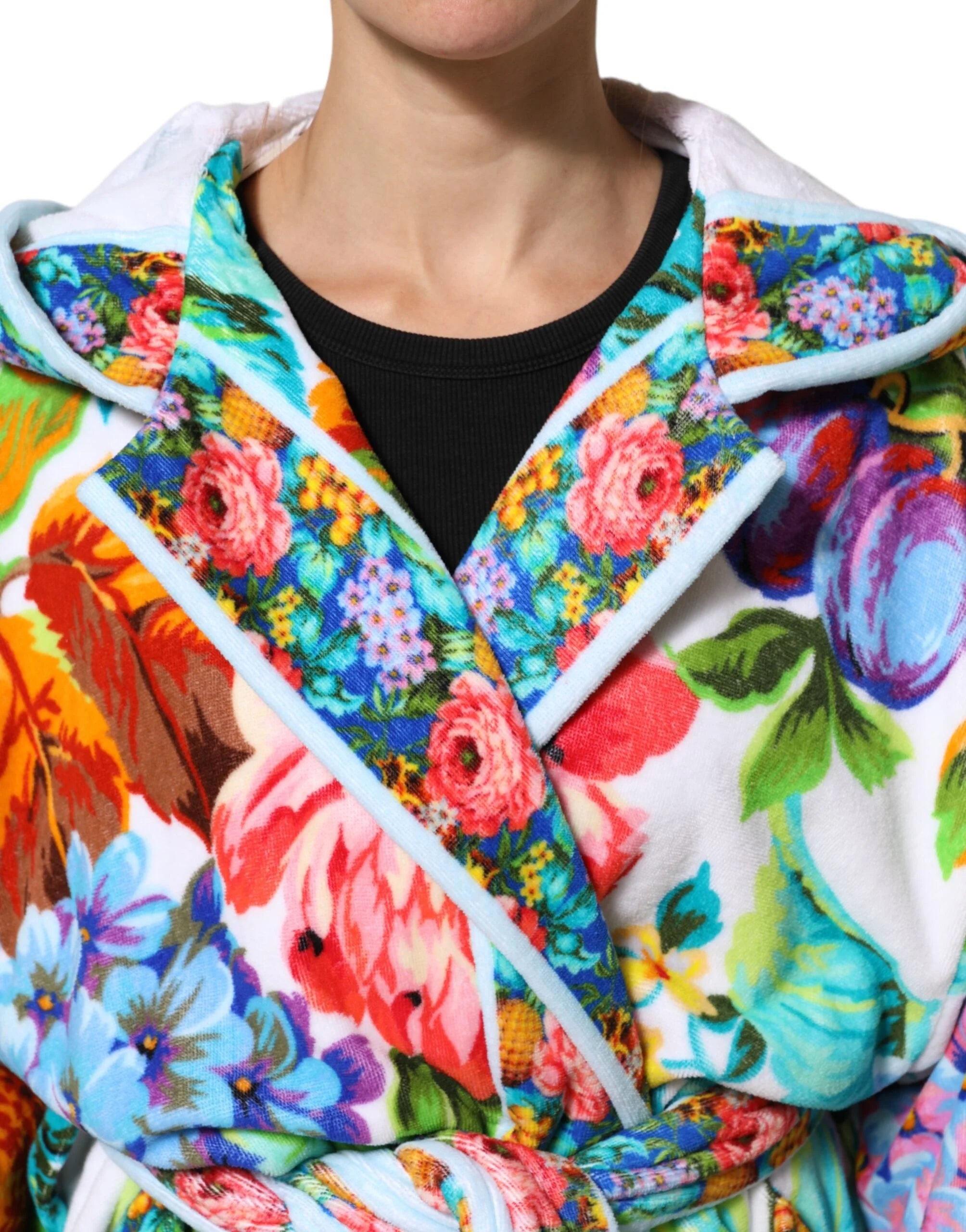 Dolce & Gabbana Multicolor Floral Print Belted Bathrobe Coat Jacket - IT42|M - Wrap Coats