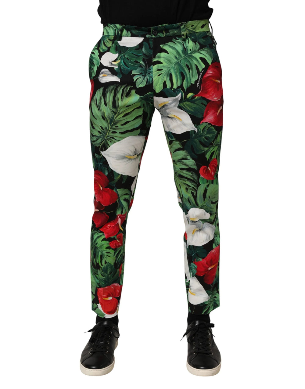Dolce & Gabbana Multicolor Floral Print Cotton Tapered Pants - Chinos