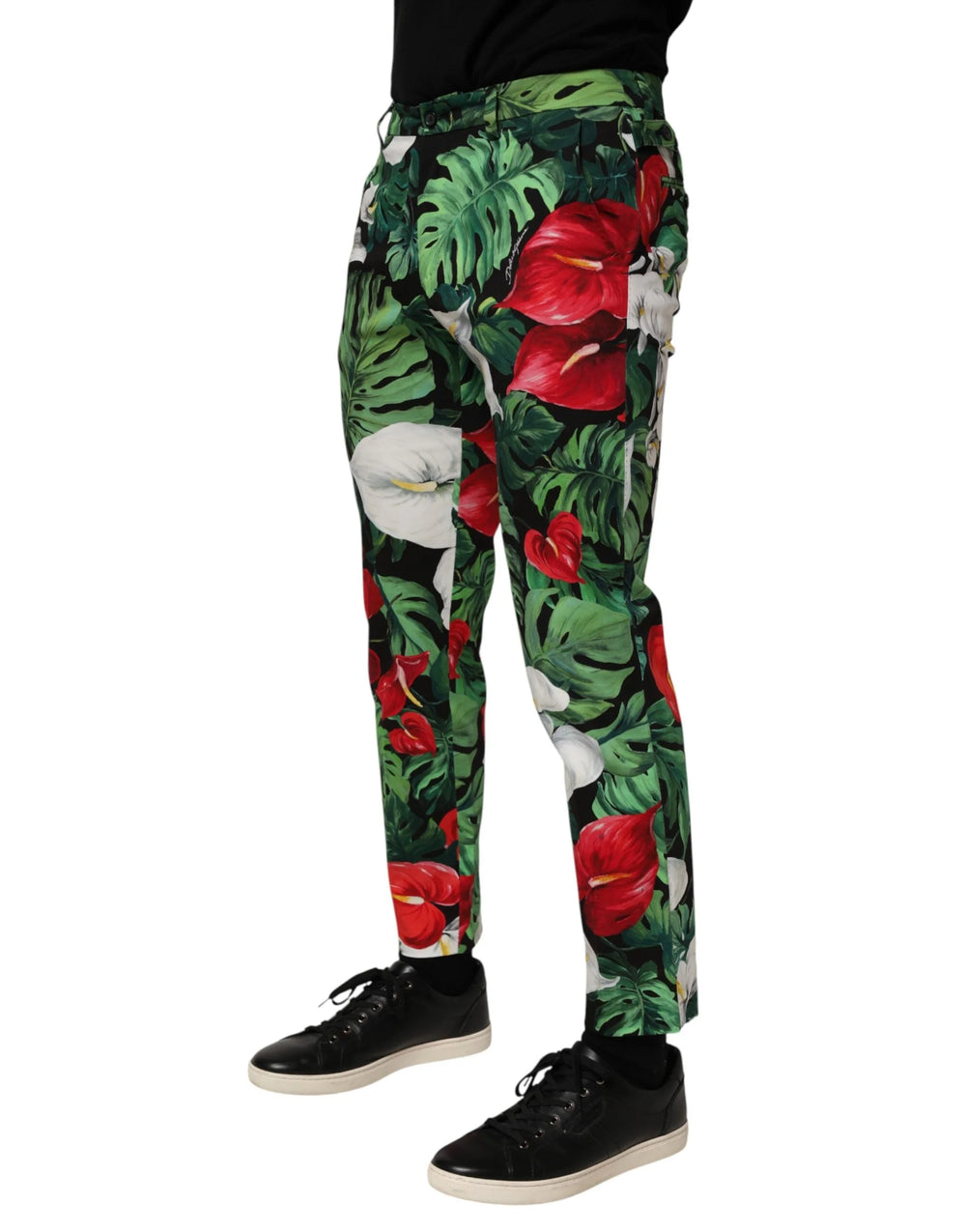 Dolce & Gabbana Multicolor Floral Print Cotton Tapered Pants - Chinos