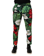 Dolce & Gabbana Multicolor Floral Print Cotton Tapered Pants - Chinos
