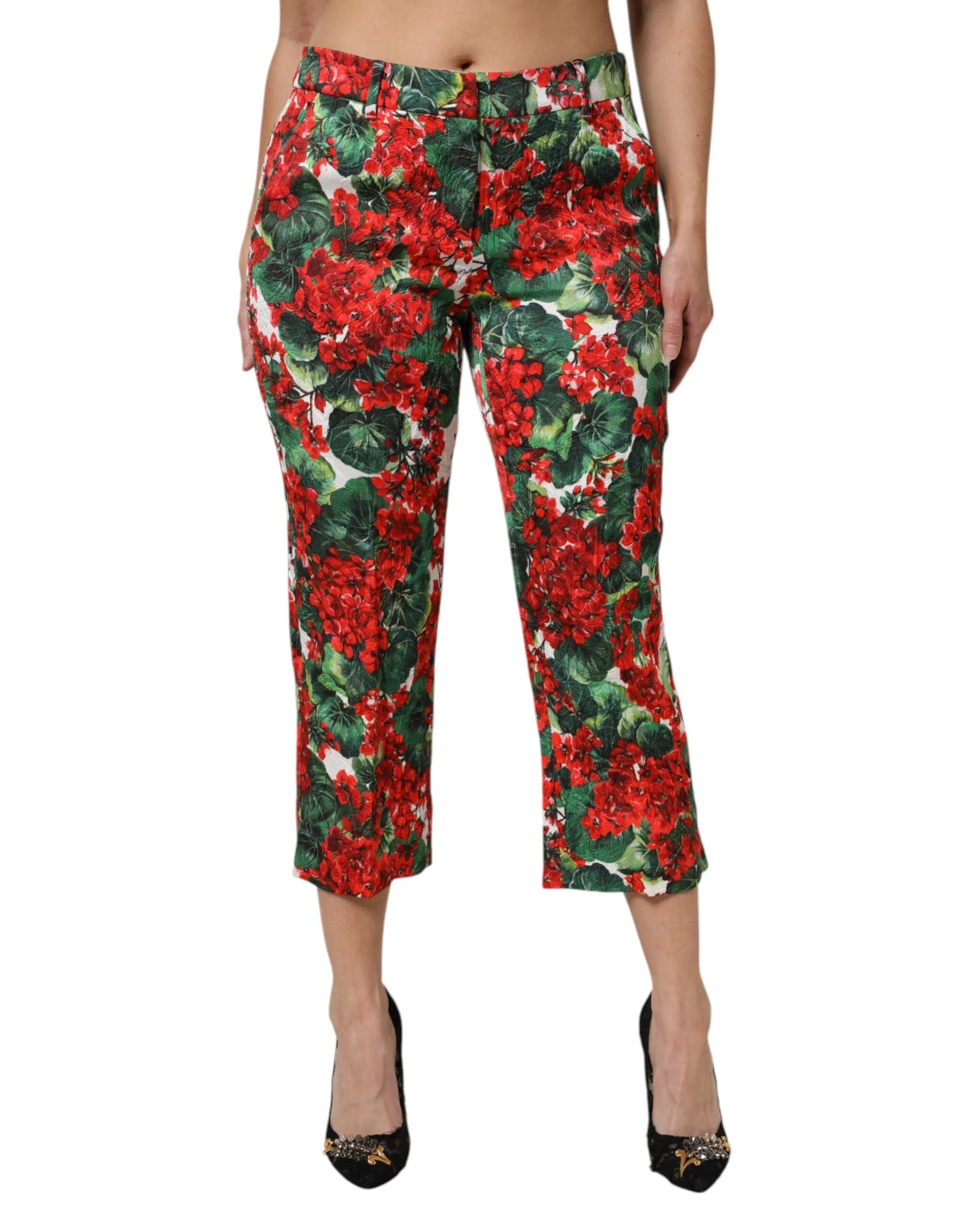 Dolce & Gabbana Multicolor Floral Print Cropped Pants - IT44 | L - Trousers