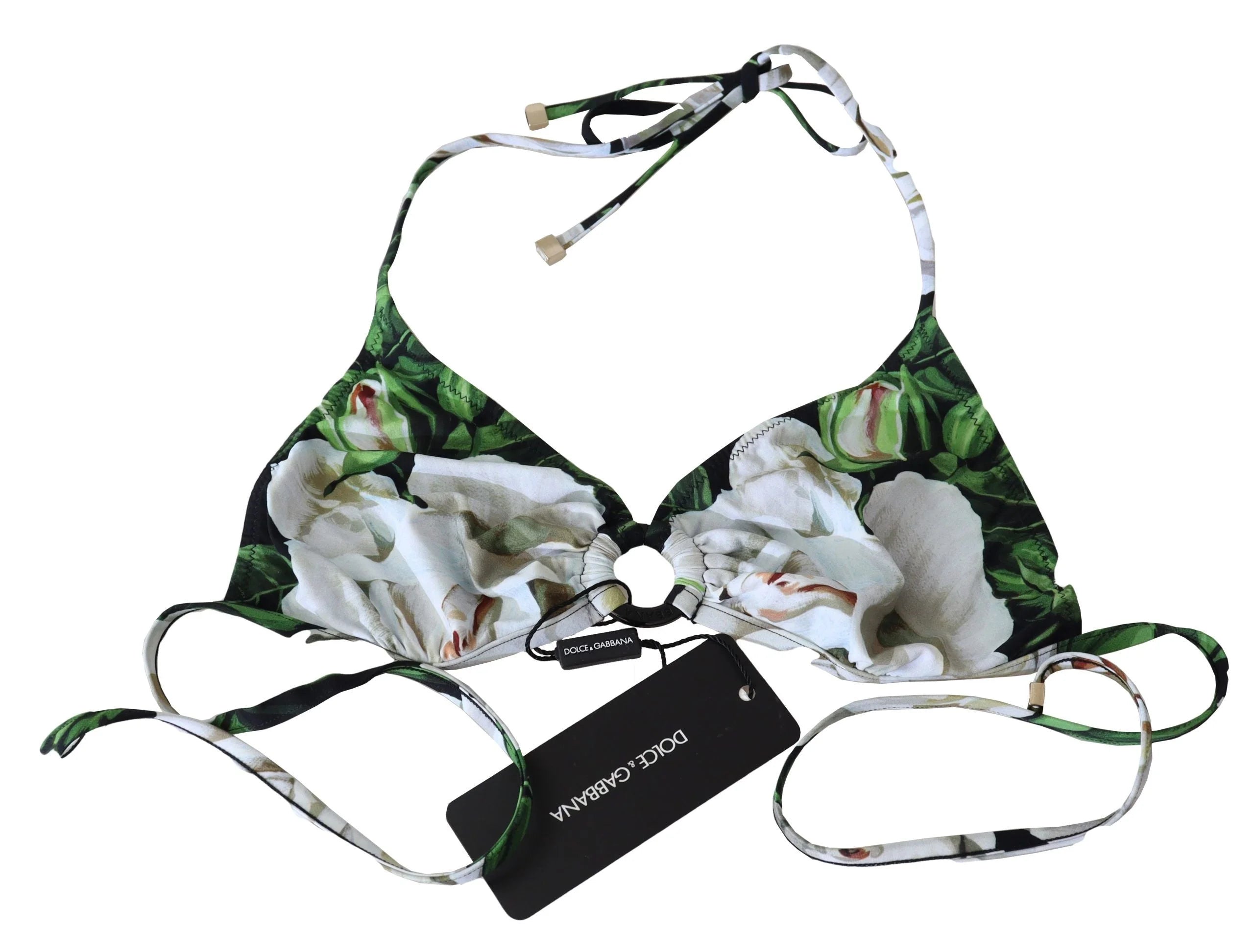 Dolce & Gabbana Multicolor Floral Print Halter Swimwear Bikini Top - IT | XS - Swimwear Tops