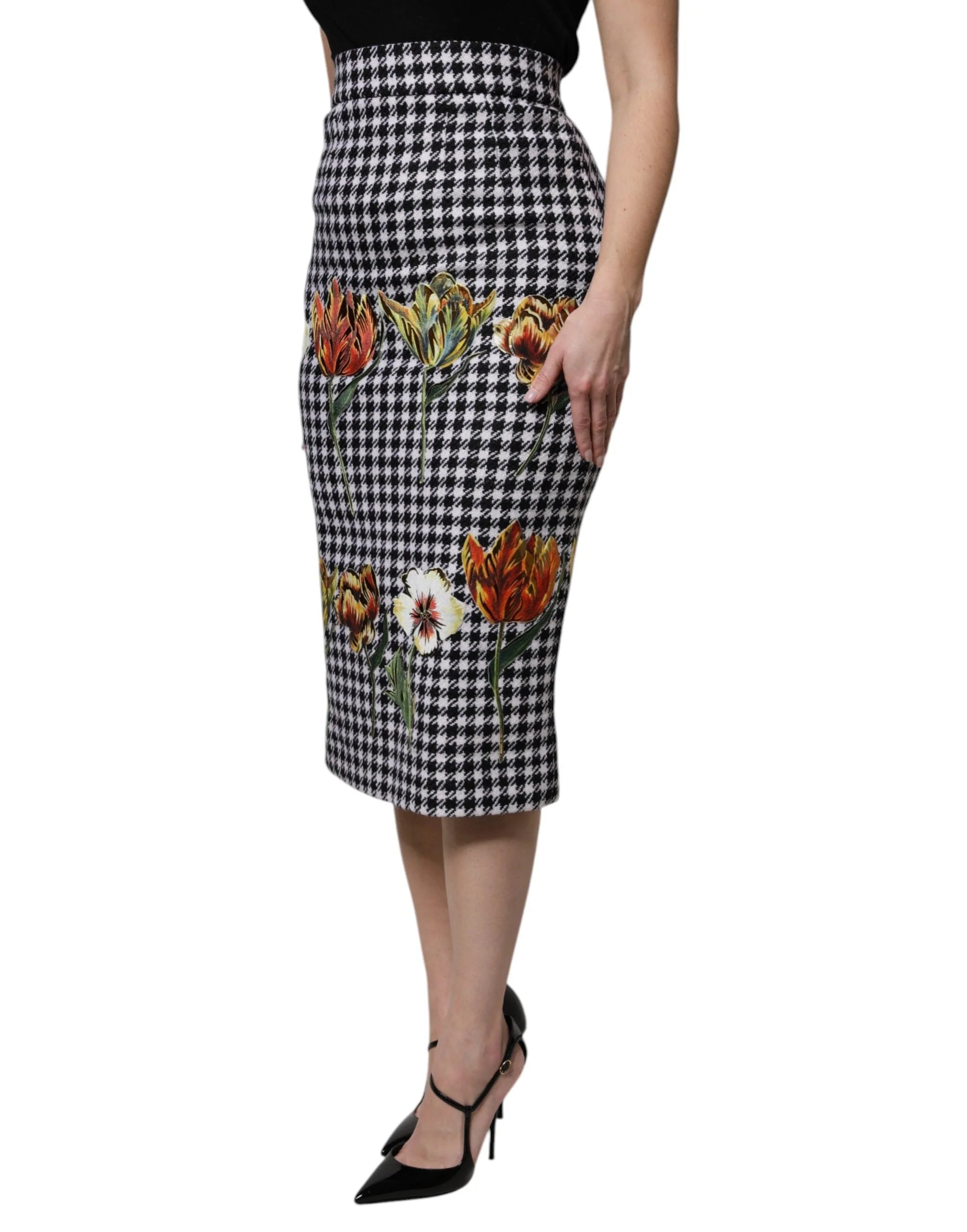 Dolce & Gabbana Multicolor Floral Print High Waist Pencil Cut Skirt - Skirts