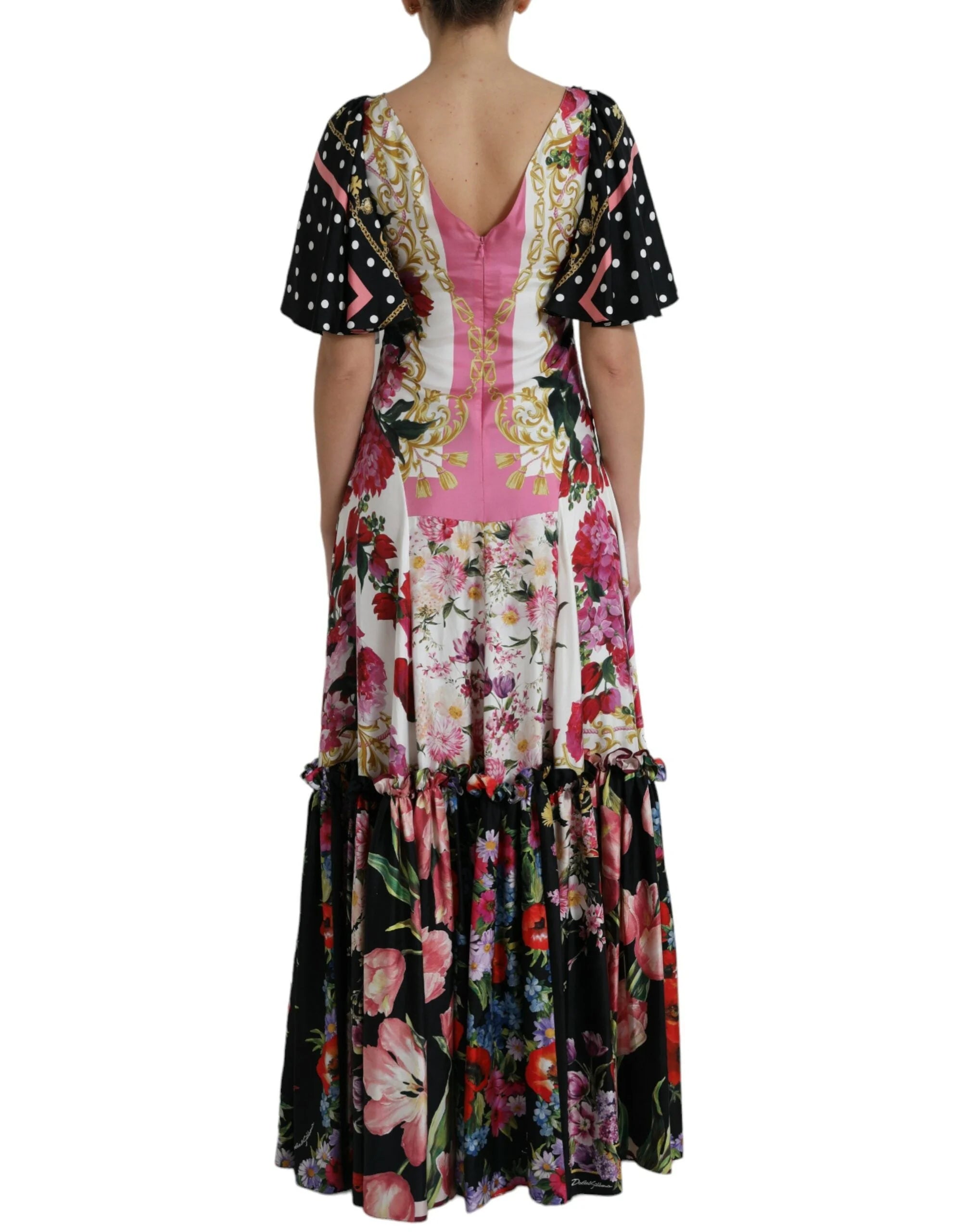 Dolce & Gabbana Multicolor Floral Print Silk Twill Gown Dress - IT40|S - Dresses