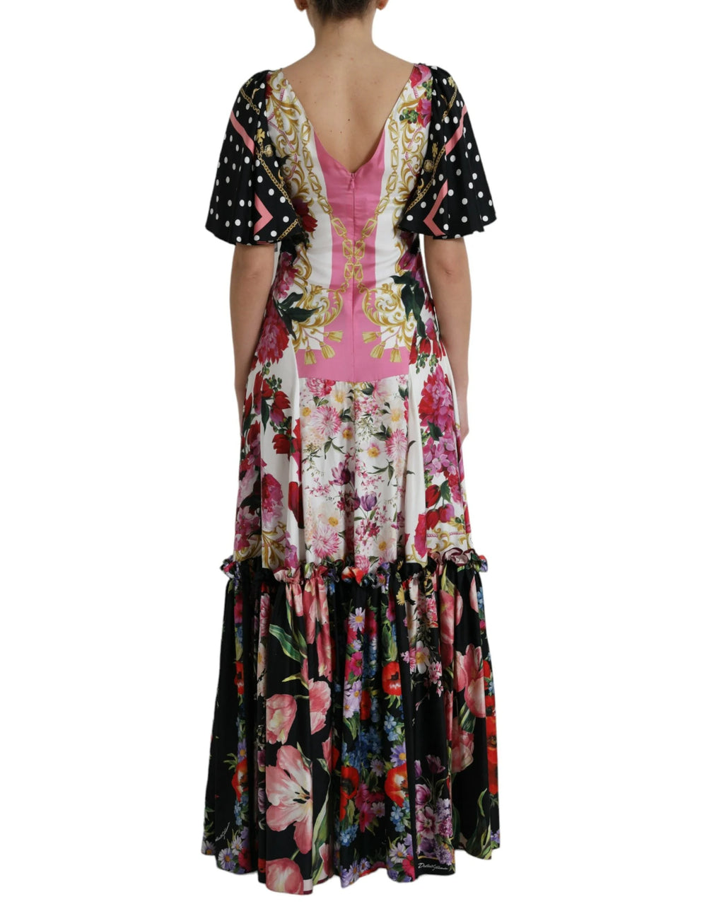 Dolce & Gabbana Multicolor Floral Print Silk Twill Gown Dress - IT40|S - Dresses