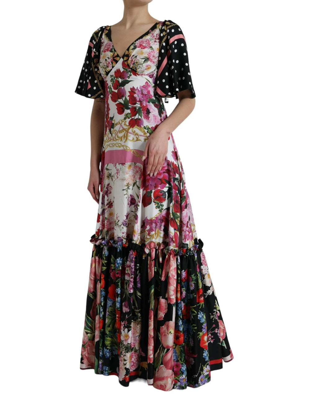 Dolce & Gabbana Multicolor Floral Print Silk Twill Gown Dress - IT40|S - Dresses