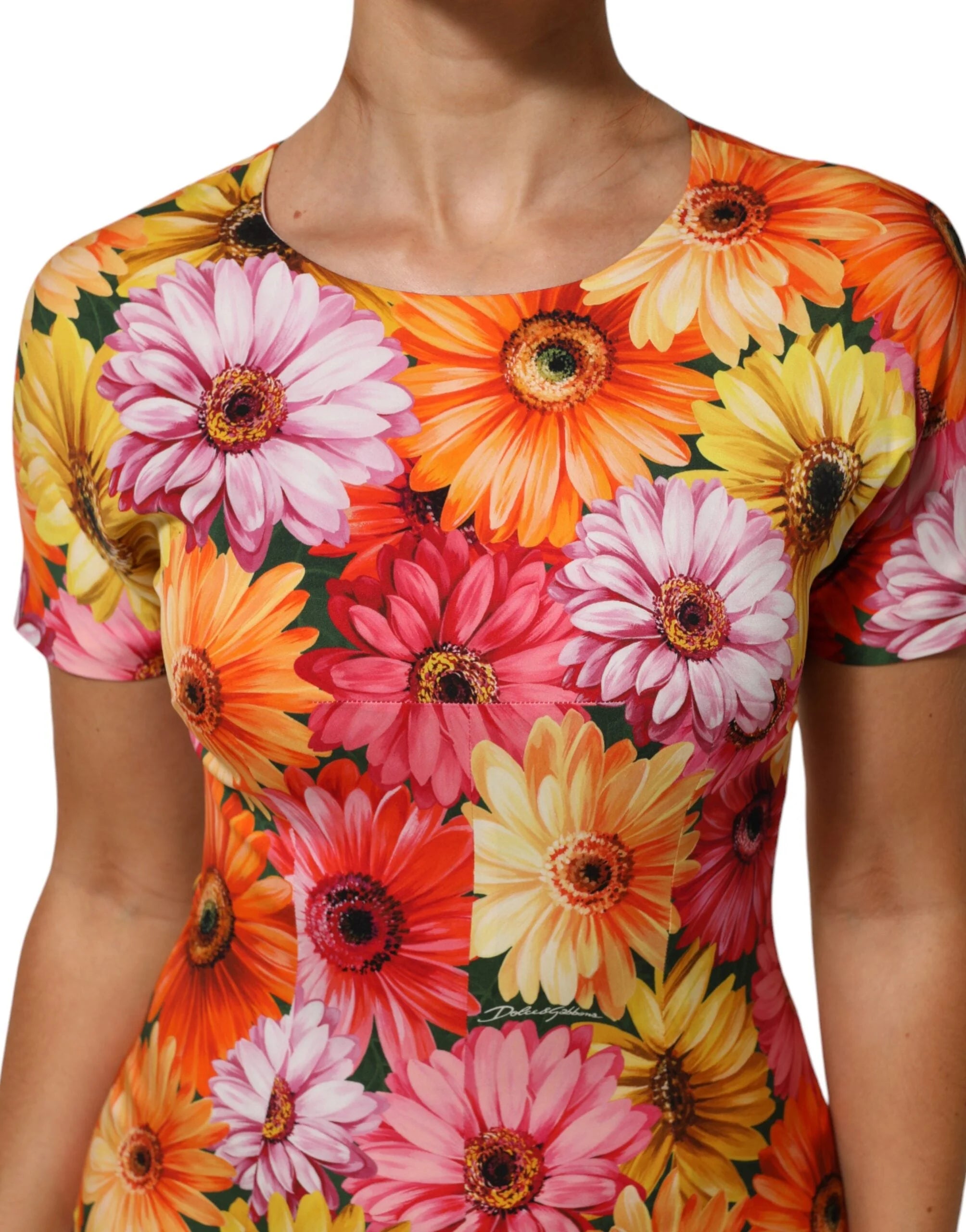 Dolce & Gabbana Multicolor Floral Print SilkSheath Midi Dress - IT40|S - Dresses