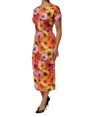 Dolce & Gabbana Multicolor Floral Print SilkSheath Midi Dress - IT40|S - Dresses