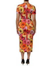 Dolce & Gabbana Multicolor Floral Print SilkSheath Midi Dress - IT40|S - Dresses