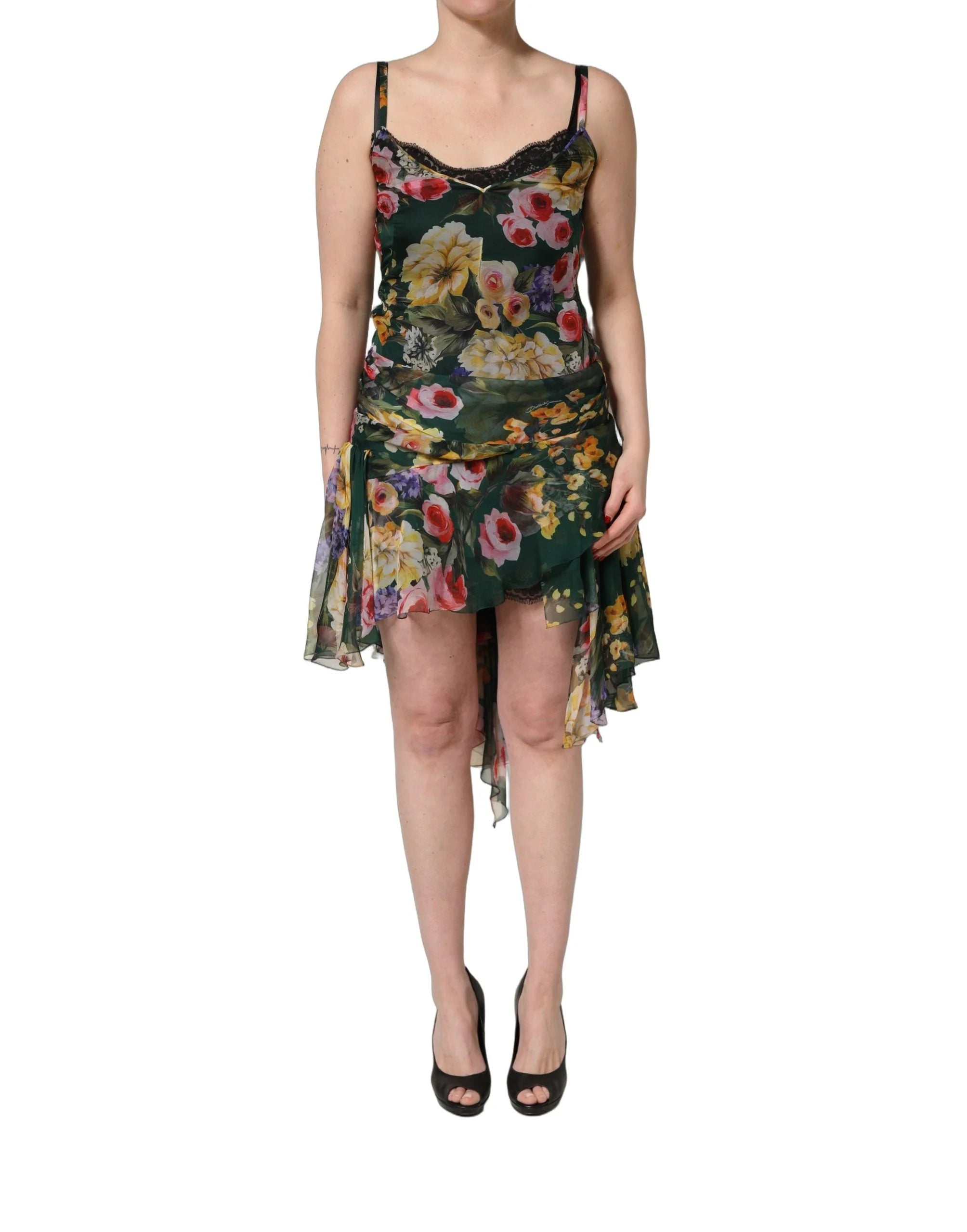 Dolce & Gabbana Multicolor Floral Print Sleeveless Mini Dress - IT40|S