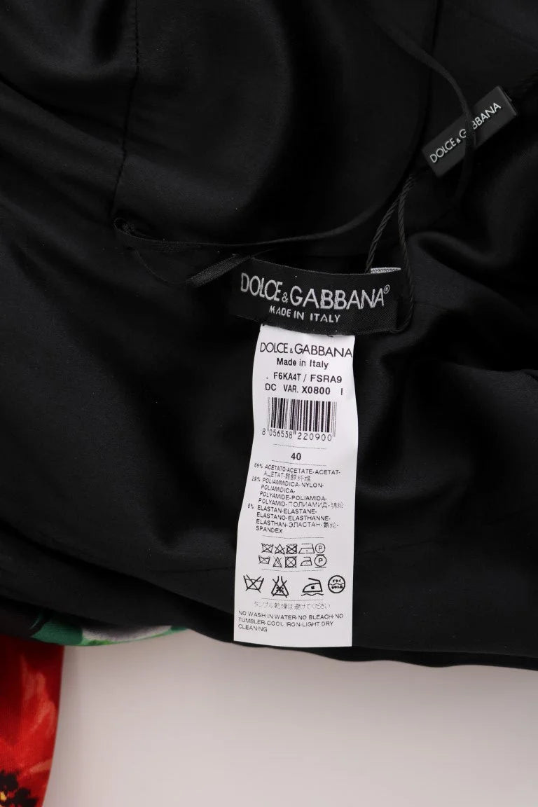 Dolce & Gabbana Multicolor Floral Print Stretch Sheath Long Dress - IT40|S - Dresses