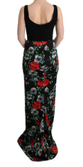 Dolce & Gabbana Multicolor Floral Print Stretch Sheath Long Dress - IT40|S - Dresses