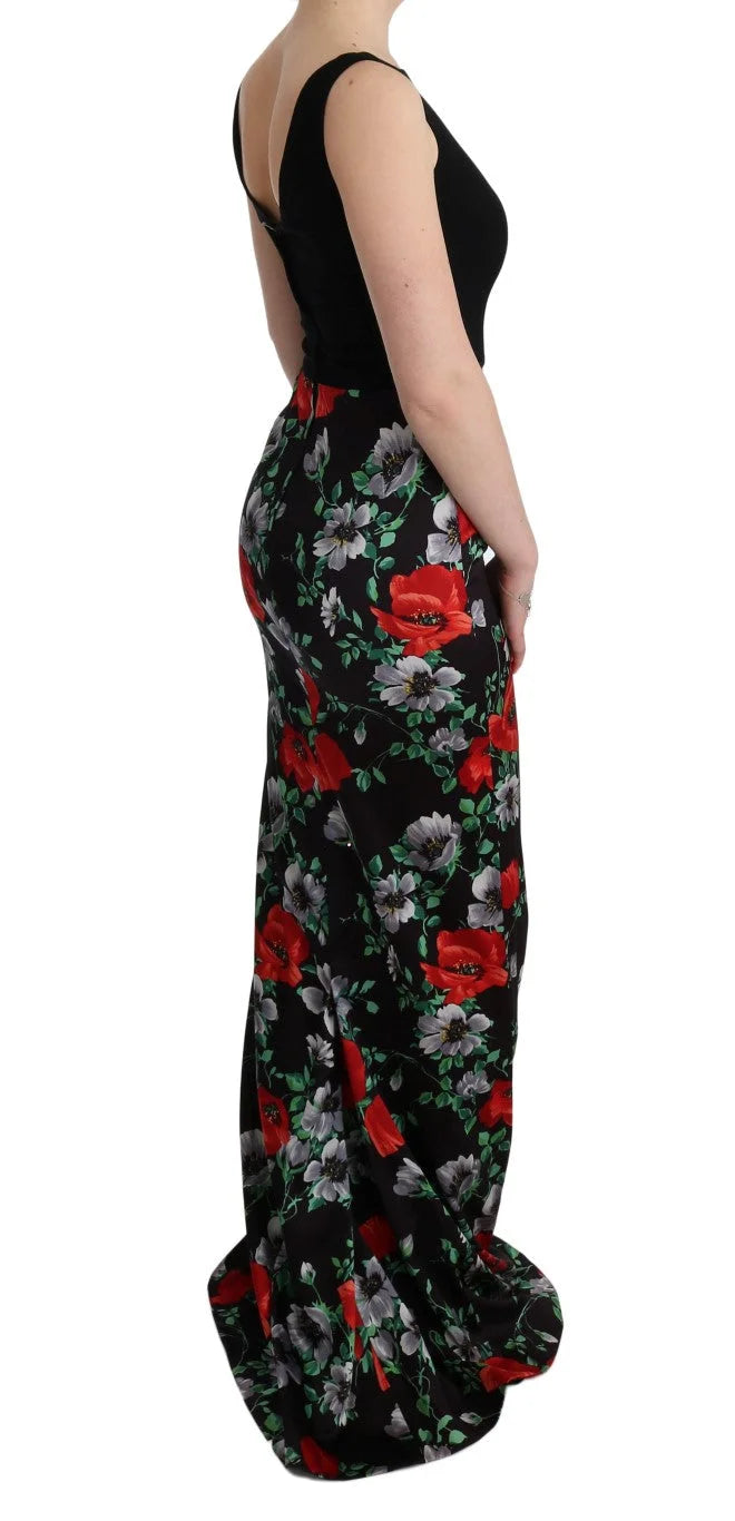 Dolce & Gabbana Multicolor Floral Print Stretch Sheath Long Dress - IT40|S - Dresses