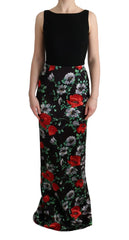 Dolce & Gabbana Multicolor Floral Print Stretch Sheath Long Dress - IT40|S - Dresses