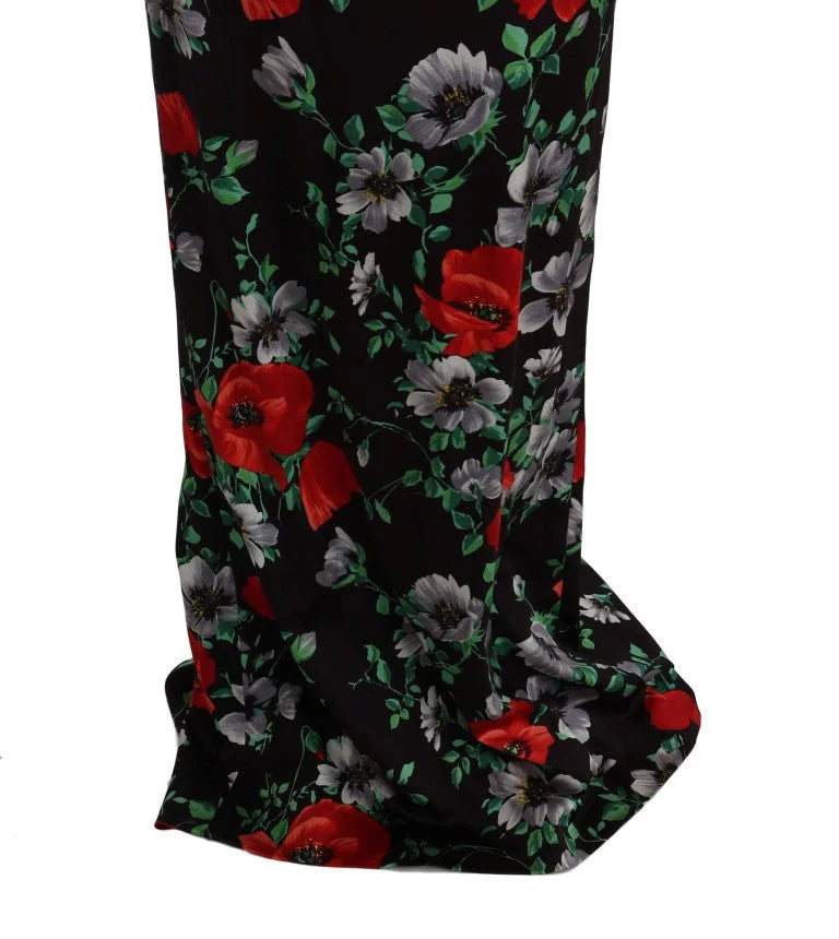 Dolce & Gabbana Multicolor Floral Print Stretch Sheath Long Dress - IT40|S - Dresses