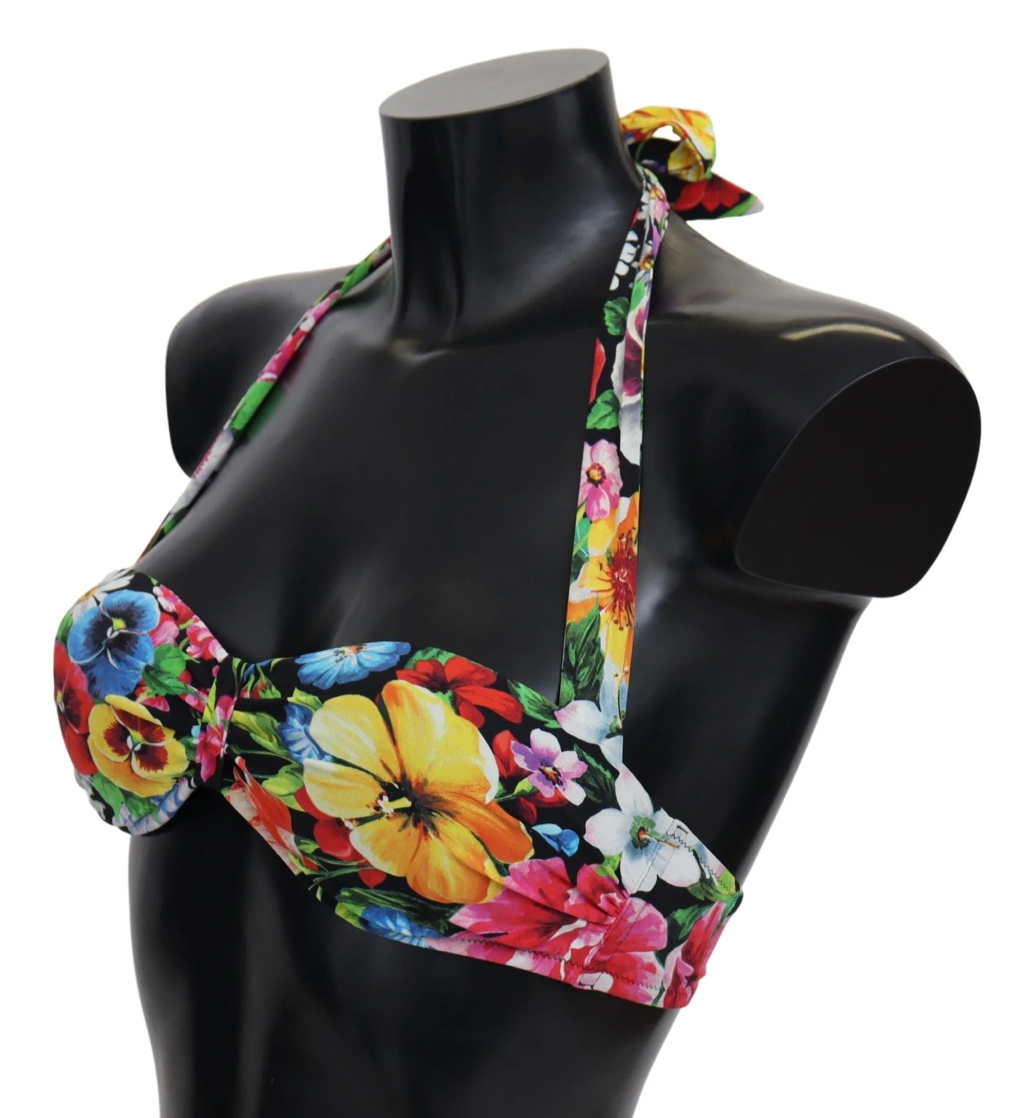 Dolce & Gabbana Multicolor Floral Print Swimwear Bikini Tops - IT1 | XS - Swimwear Tops