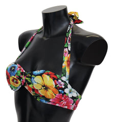 Dolce & Gabbana Multicolor Floral Print Swimwear Bikini Tops - IT1 | XS - Swimwear Tops