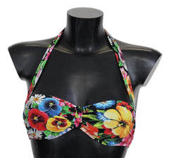 Dolce & Gabbana Multicolor Floral Print Swimwear Bikini Tops - IT1 | XS - Swimwear Tops