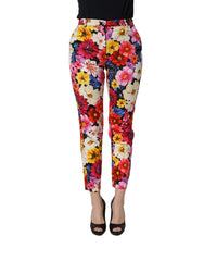 Dolce & Gabbana Multicolor Floral Print Tapered Trouser Pants - IT40|S