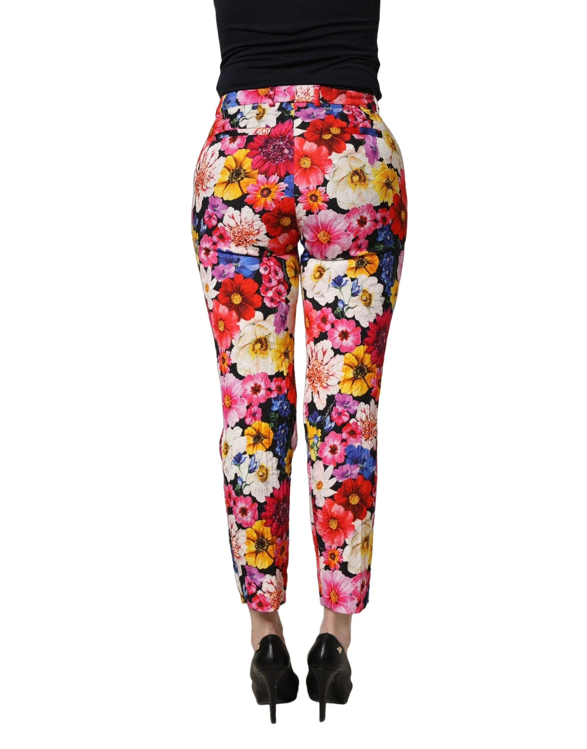 Dolce & Gabbana Multicolor Floral Print Tapered Trouser Pants - IT40|S