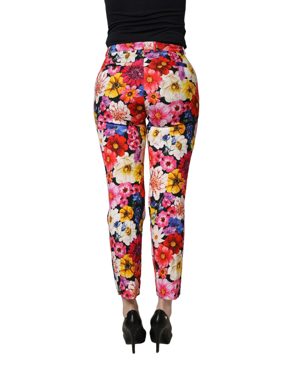 Dolce & Gabbana Multicolor Floral Print Tapered Trouser Pants - IT40|S