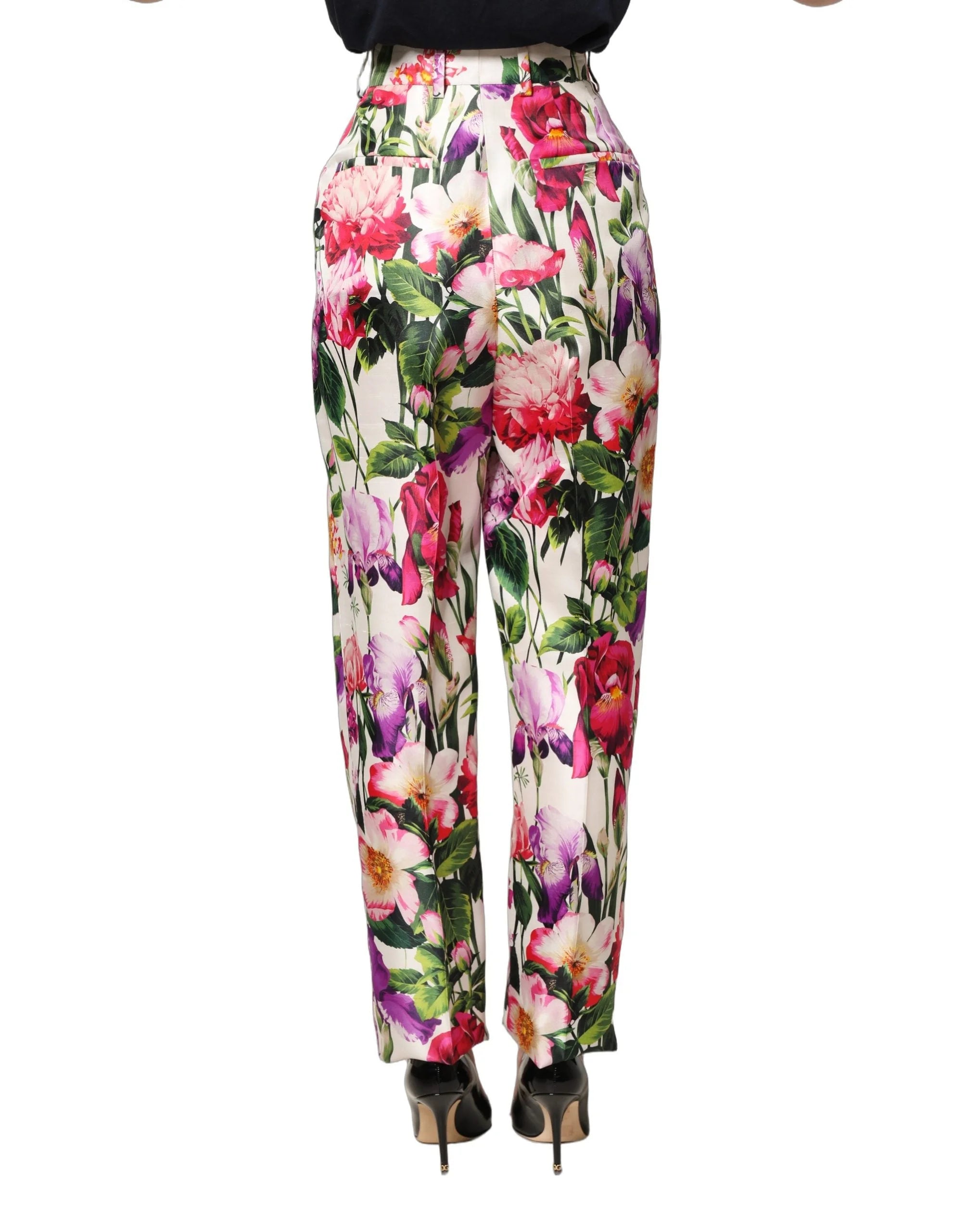 Dolce & Gabbana Multicolor Floral Print Tapered Trouser Pants - IT40|S
