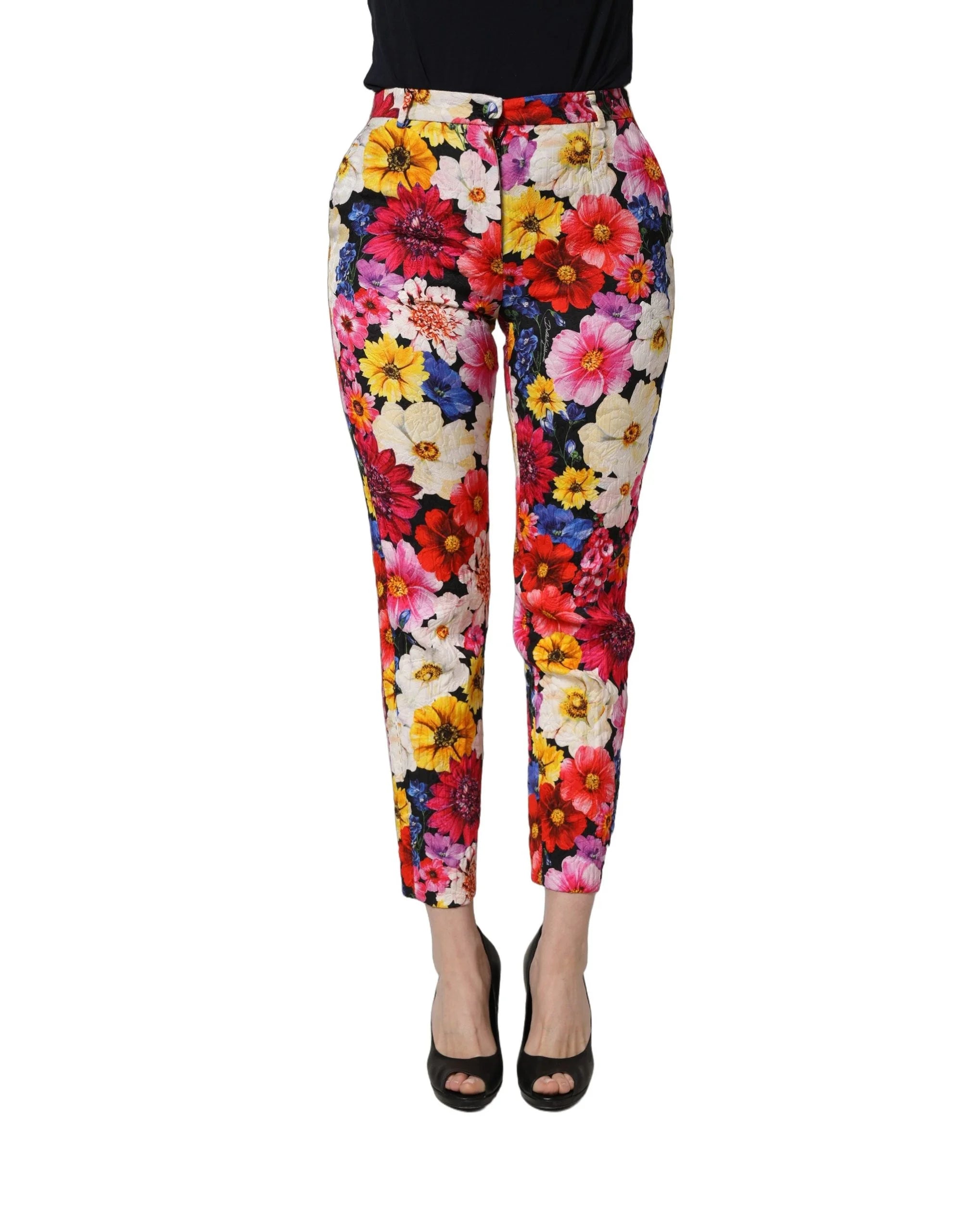 Dolce & Gabbana Multicolor Floral Print Tapered Trouser Pants - IT40|S