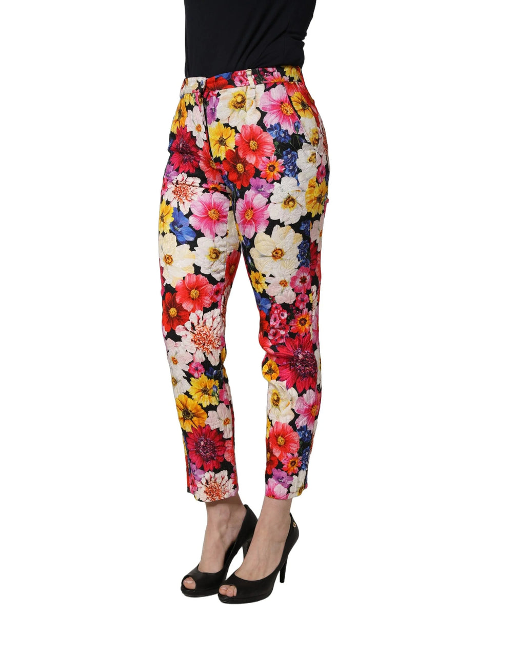 Dolce & Gabbana Multicolor Floral Print Tapered Trouser Pants - IT40|S