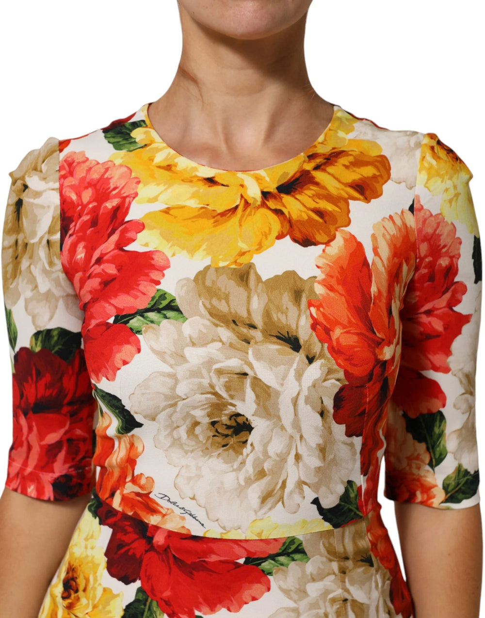 Dolce & Gabbana Multicolor Floral Print Viscose Sheath Dress - Dresses