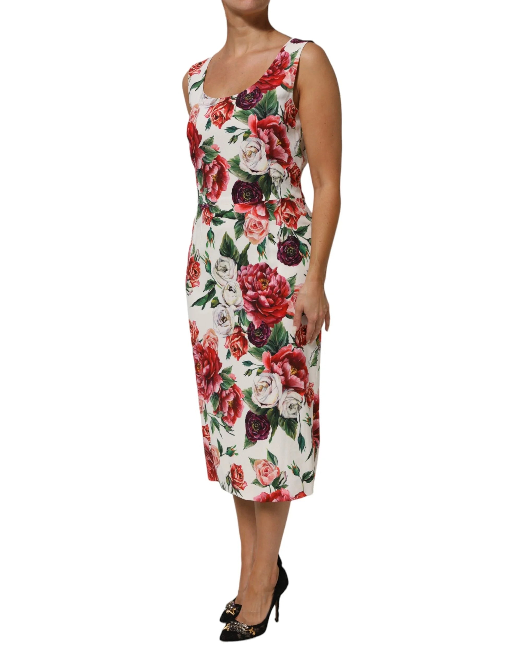 Dolce & Gabbana Multicolor Floral Print Viscose Sheath Dress - Dresses