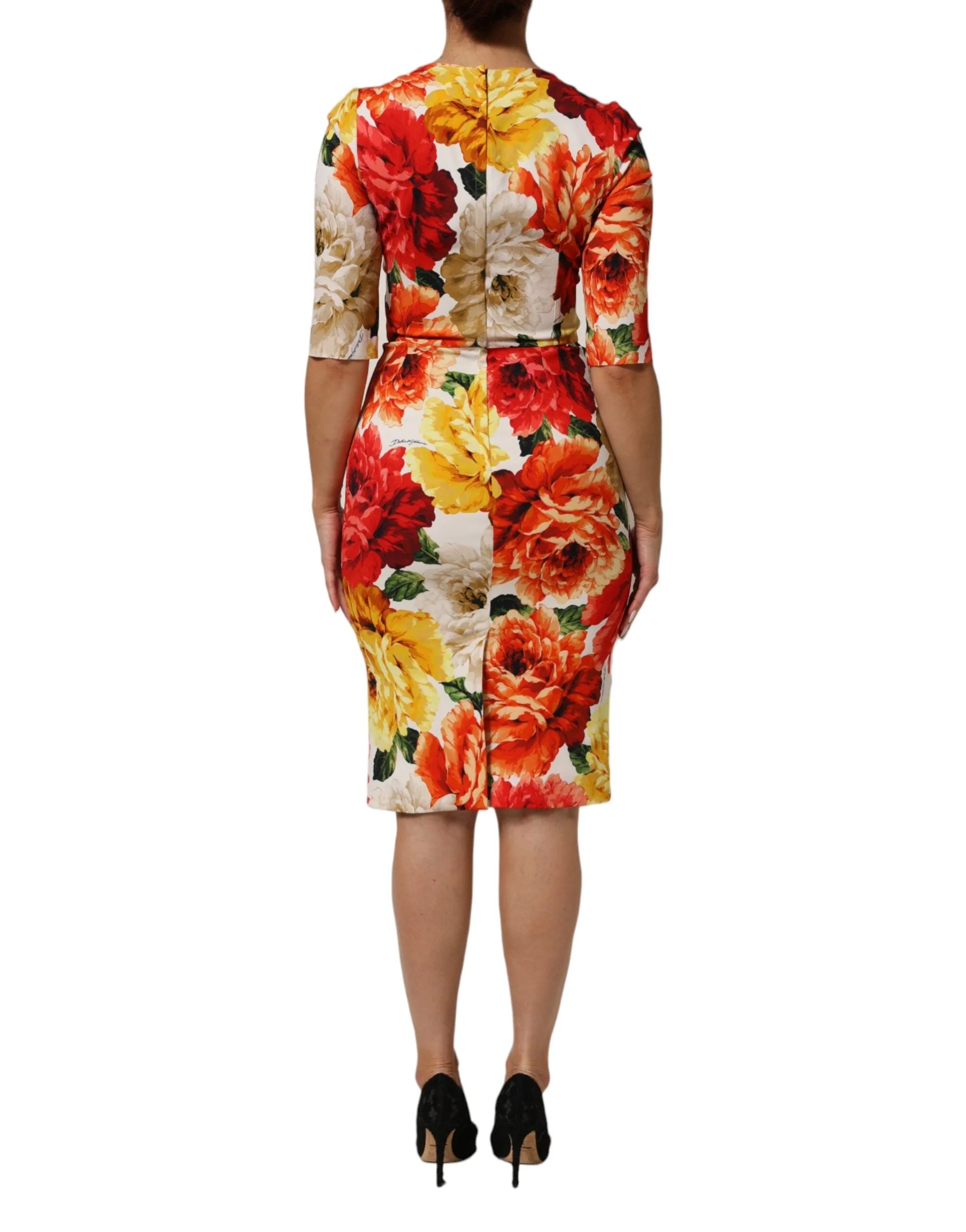 Dolce & Gabbana Multicolor Floral Print Viscose Sheath Dress - Dresses