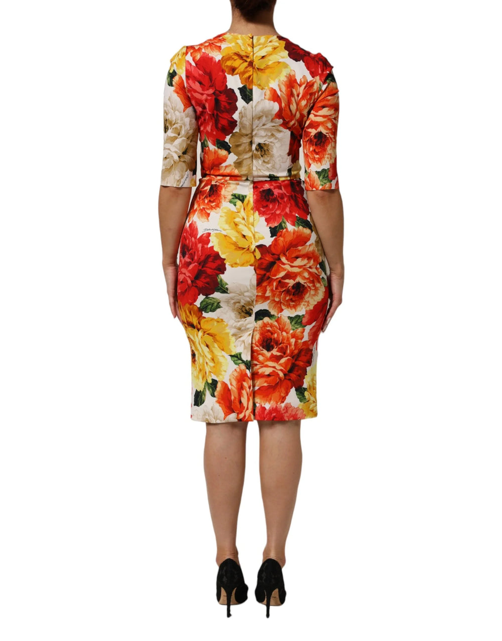 Dolce & Gabbana Multicolor Floral Print Viscose Sheath Dress - Dresses