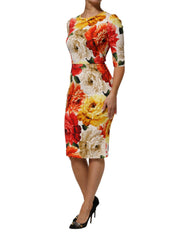 Dolce & Gabbana Multicolor Floral Print Viscose Sheath Dress - Dresses