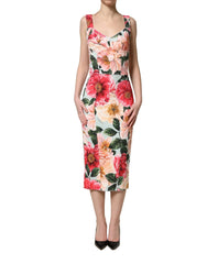 Dolce & Gabbana Multicolor Floral Print Viscose Sheath Dress - IT36|XXS