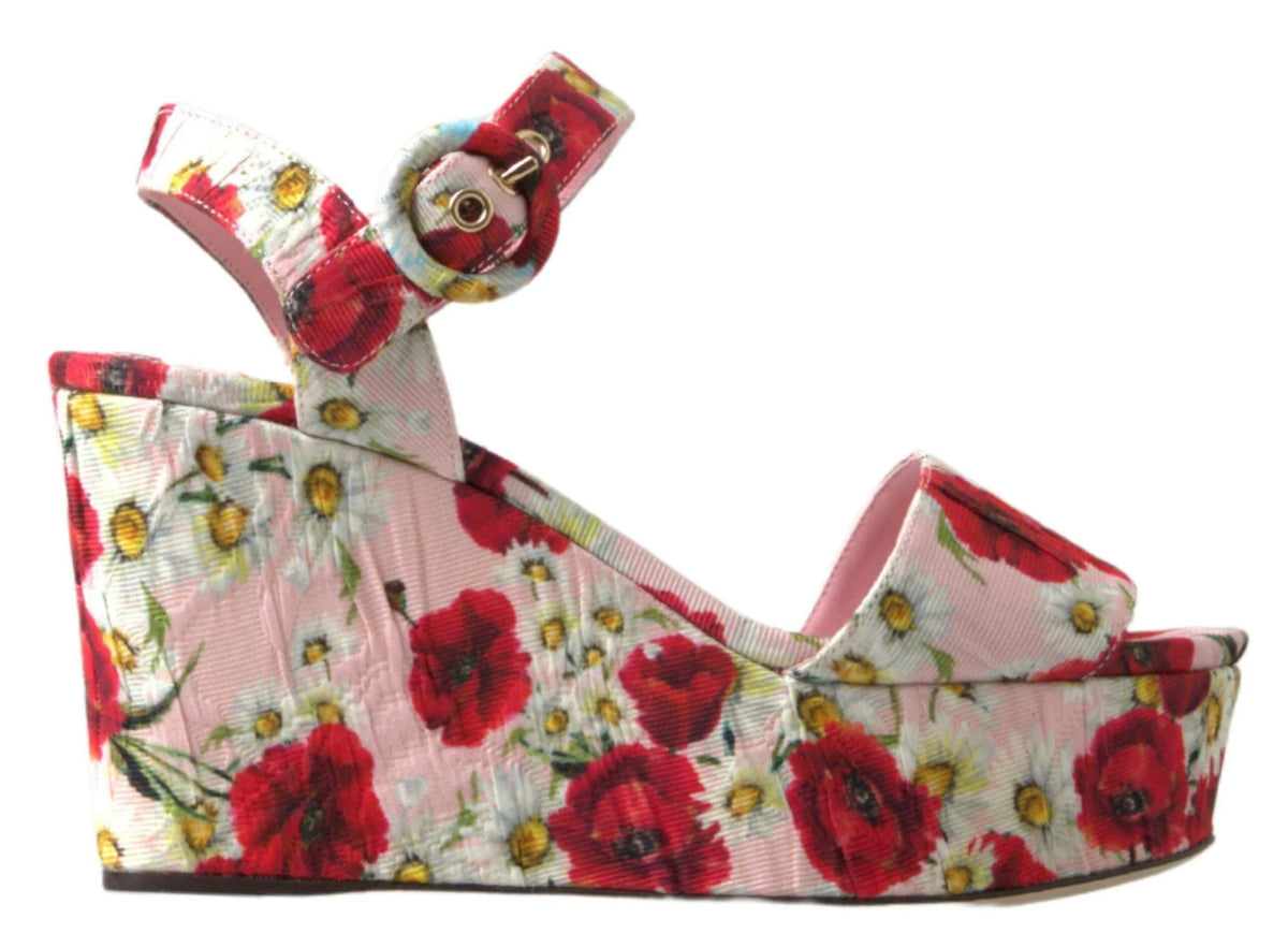 Dolce & Gabbana Multicolor floral print Wedges Floral Ankle Strap Sandals - Sandals