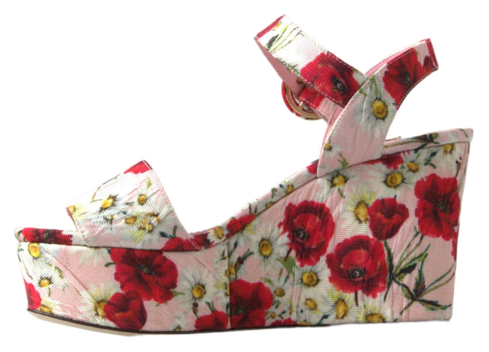 Dolce & Gabbana Multicolor floral print Wedges Floral Ankle Strap Sandals - Sandals