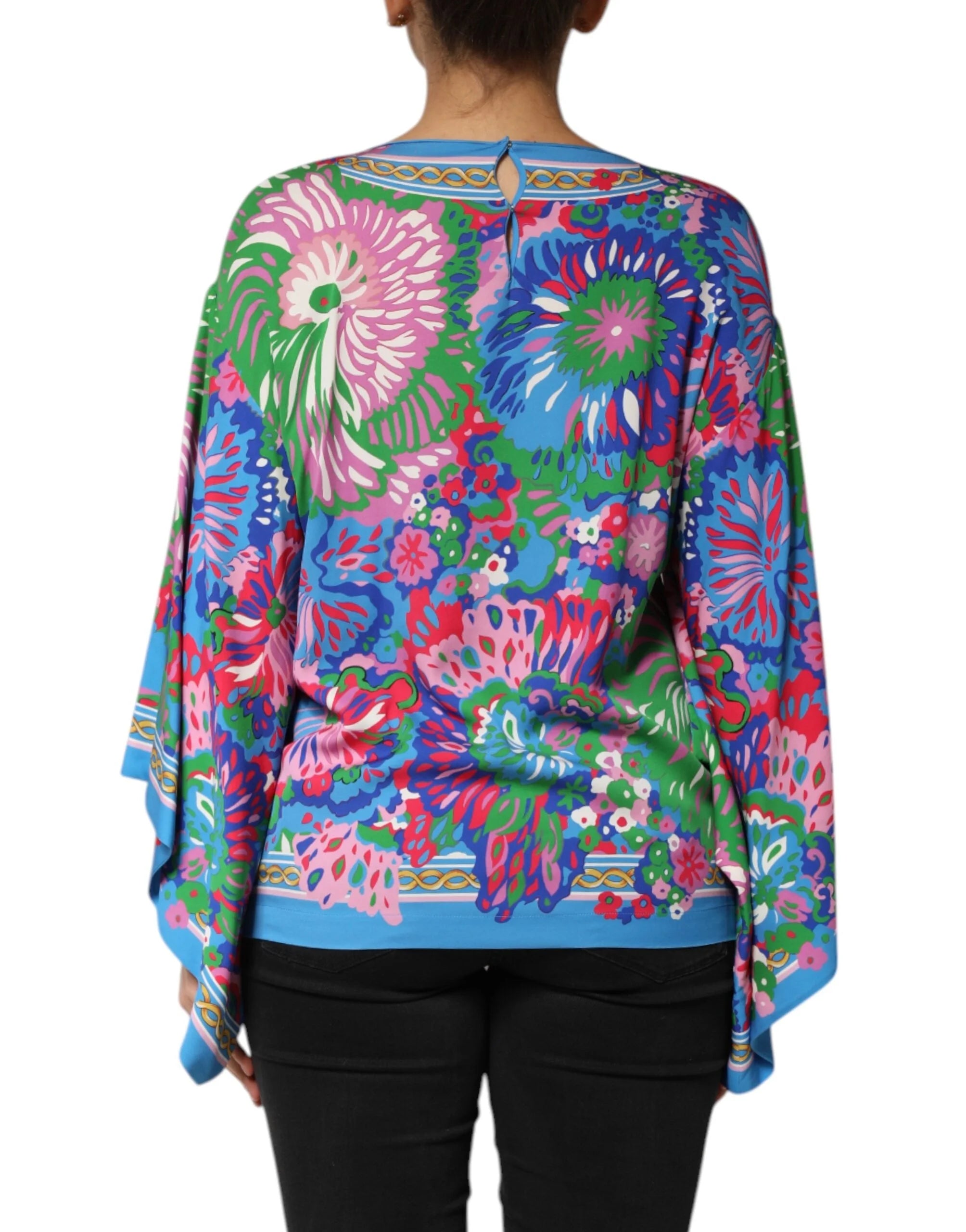 Dolce & Gabbana Multicolor Floral Printed Tunic Blouse Top - Tunics