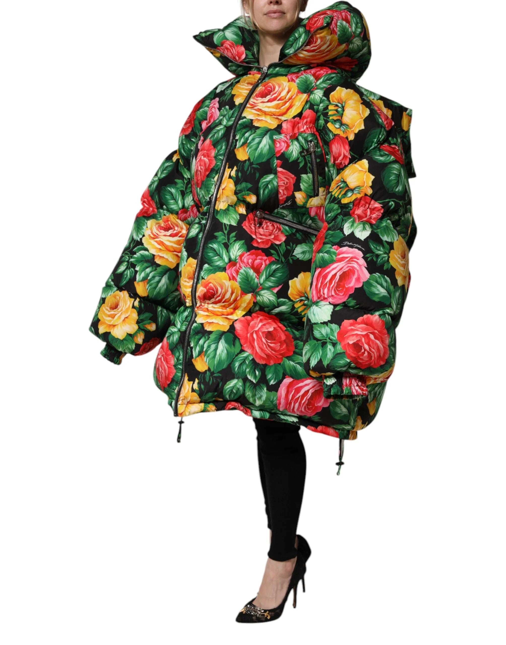 Dolce & Gabbana Multicolor Floral Puffer Hooded Jacket - IT42|M - Puffer Jackets
